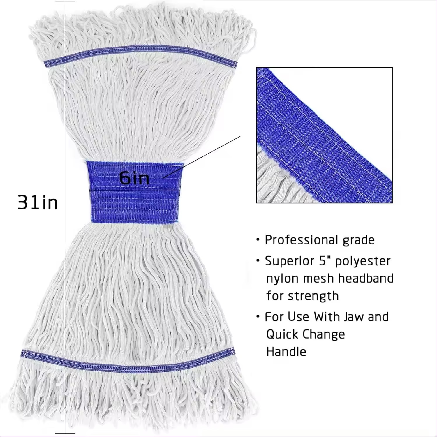 China white loop out String Floor cleaning mop Good Effect Household Cotton Round Wet flat mop