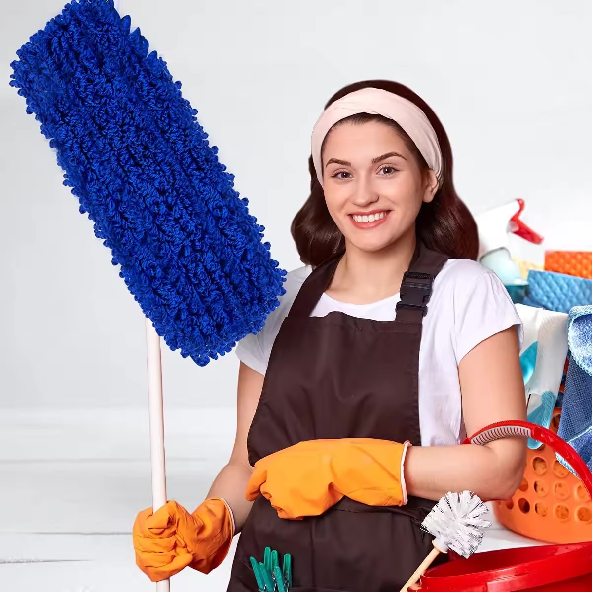 Blue 18 inch Washable Microfiber Dust Mop Commercial Mop Head Replacement