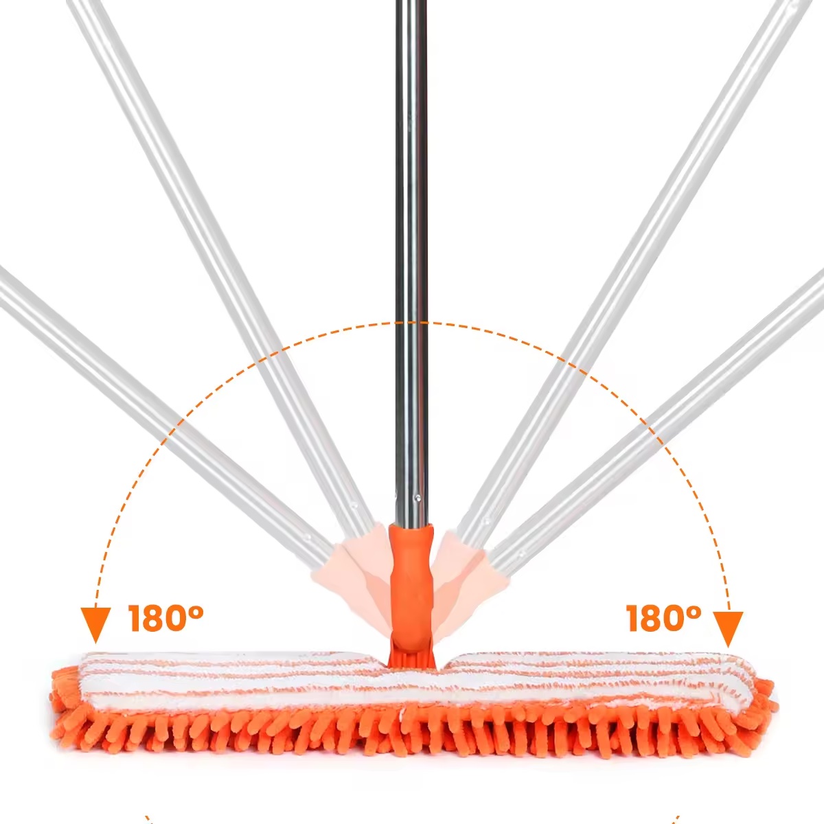 Detachable Telescopic Long Handle Double-Sided Flip Mop, Dust Mops for Hardwood Floors , Flat Chenille Dry & Wet Mop for Tile an