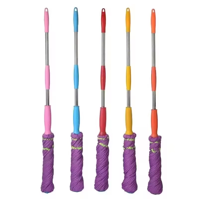 Extensible stainless steel pole free-hand washing microfiber twist mop super cleaning mop 360 Telescopic Stainless Steel Stick