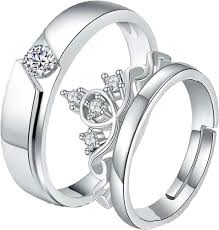 Flower Crown Sparkle Luxury Zircon Couple Rings for Him & Her