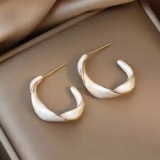 Chic Korean Twisted White Shape Earrings
