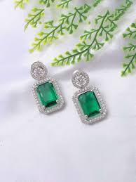 Fashion Green Stone Crystal Drop Earrings