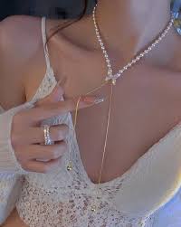 Butterfly Pearl Long Chain Pendant Necklace