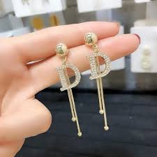 Elegant D-Shape Gold Plated Earrings