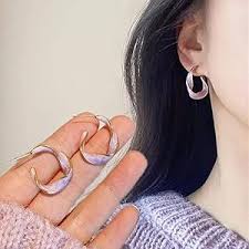 Korean Lavender Twisted Shape Earrings