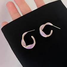 Korean Lavender Twisted Shape Earrings