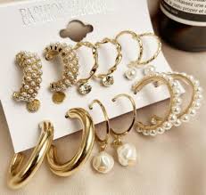 Celeb-Inspired Gold Hoop & Crystal Pearl Earring Combo Set
