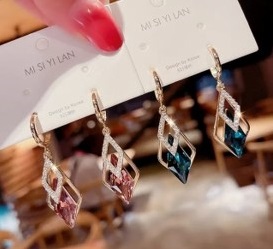 Gold-Plated Crystal Earrings for Women