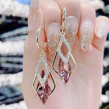 Gold-Plated Crystal Earrings for Women