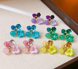 Gold-Plated Crystal Dangler Hook Earrings