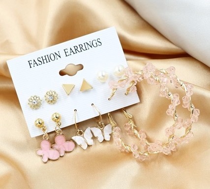 Fashion Multicolor Stud Earrings Set of 6