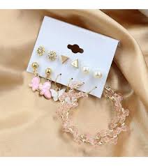 Fashion Multicolor Stud Earrings Set of 6