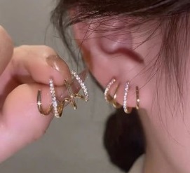 Elegant Zircon Four-Claw Pierced Earrings