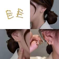 Elegant Zircon Four-Claw Pierced Earrings