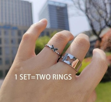 Copper Butterfly Matching Rings Set