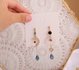 Fashion Blue Stone Gold-Plated Earrings