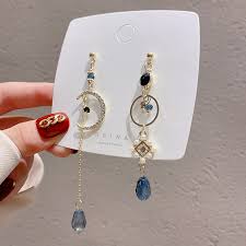 Fashion Blue Stone Gold-Plated Earrings