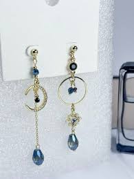 Fashion Blue Stone Gold-Plated Earrings