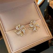 Studded Rotating Gold-Plated Stud Earrings