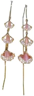 Korean Pink Tassel Drop Earrings