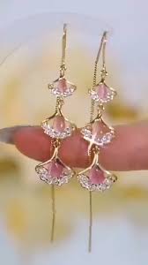 Korean Pink Tassel Drop Earrings