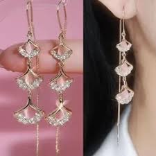 Korean Pink Tassel Drop Earrings