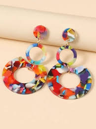 Vibrant Multicolor Acrylic Earrings For Women