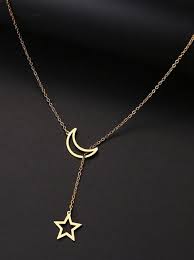 Stylish N Gorgeous Non-Precious Metal Moon Star Long Chain