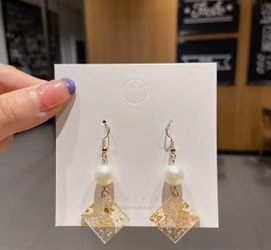 Gilded Splendor Trending Gold Leaf Acrylic Earrings