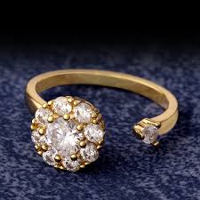 Radiant Spin: Rhinestone Gold Inlaid Rotating Spinner Finger Ring for Girls/Women