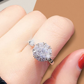 Glistening Whirl Rhinestone Silver Inlaid Rotating Spinner Finger Ring for Girls/Women