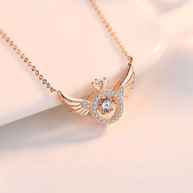 Elegance in Motion: Rosegold Rotating Crystal Necklace
