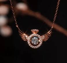 Elegance in Motion: Rosegold Rotating Crystal Necklace