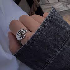 Hand Skull Silver Plated Rings