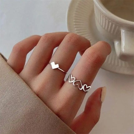 Infinite Affection Heart Shaped Adjustable Silver Rings