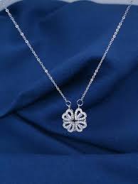 4-Heart Magnetic Silver Necklace Locket