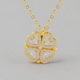 4-Hearts Magnetic Gold Necklace Locket