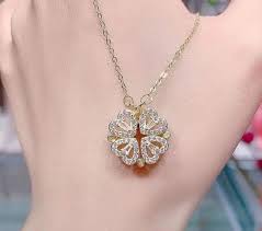 4-Hearts Magnetic Gold Necklace Locket