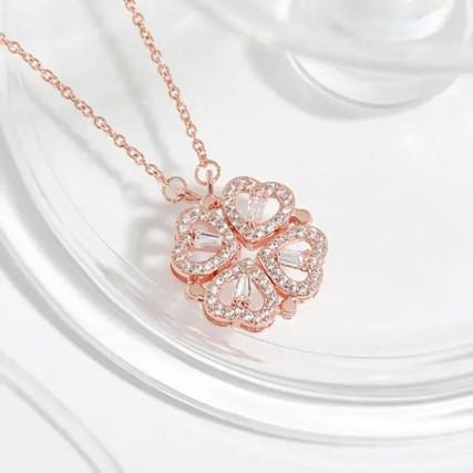 Eternal Love: 4-Heart Magnetic Rose Gold Necklace Locket