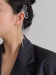 Whimsical Wings: Butterfly Shaped Crystal Non-Piercing Hanging Earrings