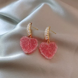 Sweetheart Bliss: Western Crystal Strawberry Heart Earrings