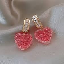 Sweetheart Bliss: Western Crystal Strawberry Heart Earrings