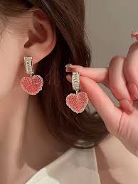 Sweetheart Bliss: Western Crystal Strawberry Heart Earrings