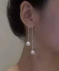 Pearl Cascade: Western 2 Side Pearl Crystal Hanging Earrings