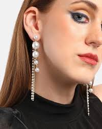 Radiant Fusion: Korean Pearldrop Golden Crystal Earrings