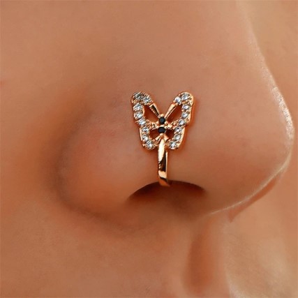 Fluttering Elegance: Rosegold Butterfly Shaped Nosepins