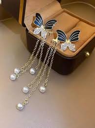 Midnight Flutter: Copper Trending Black Butterfly Hanging Earrings