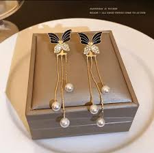 Midnight Flutter: Copper Trending Black Butterfly Hanging Earrings