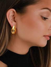 Golden Elegance: Copper Golden Teardrop Shaped Earrings
